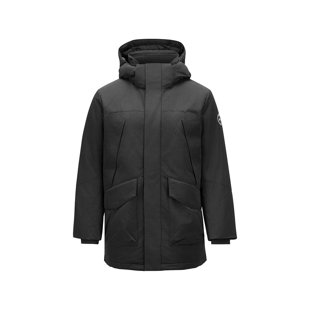 Skechers men's Sport-Utility Woven Down Coat in Black Beauty for lifestyle wear