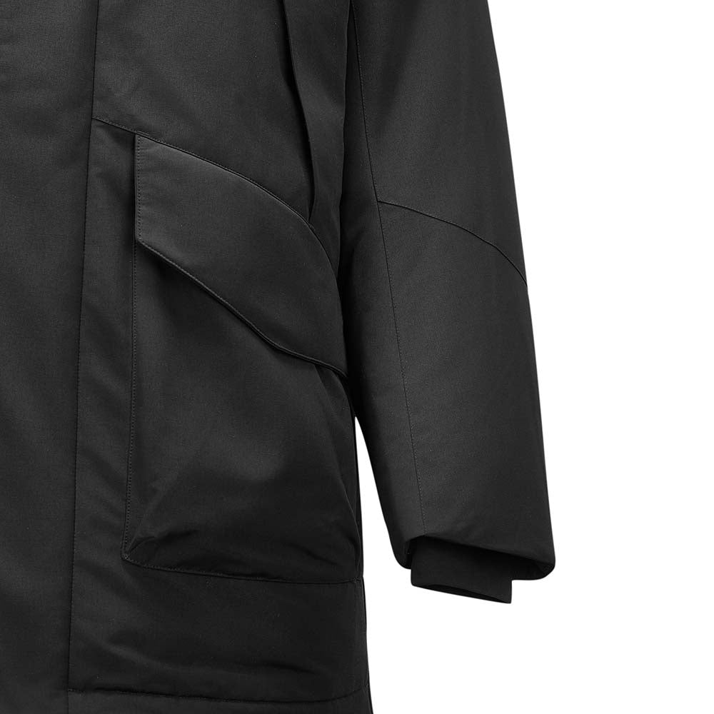 Skechers men's Sport-Utility Woven Down Coat in Black Beauty for lifestyle wear