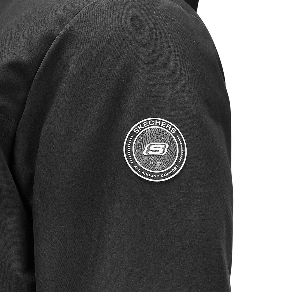Skechers men's Sport-Utility Woven Down Coat in Black Beauty for lifestyle wear