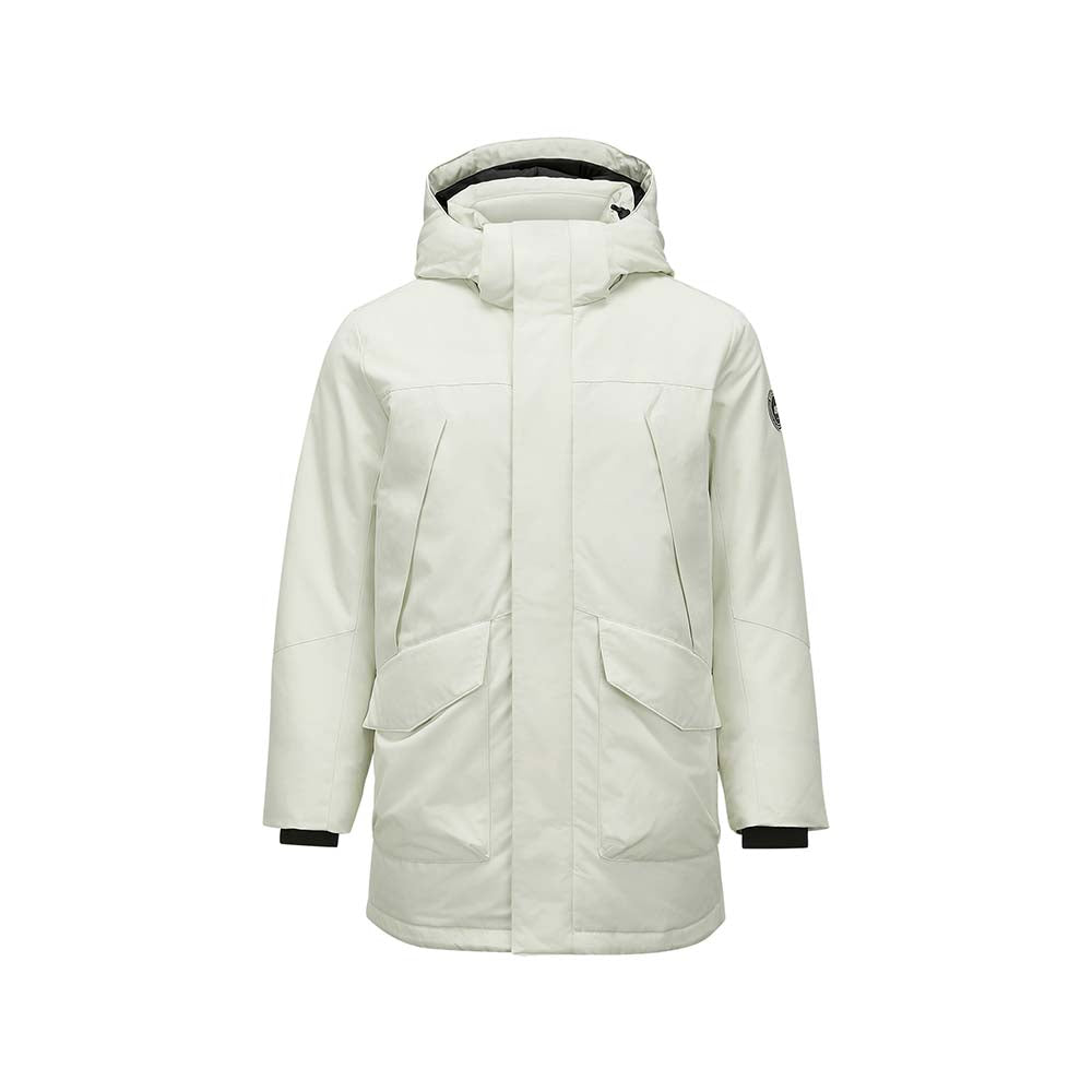 Skechers men's Sport-Utility Woven Down Coat in Silver Birch for lifestyle wear