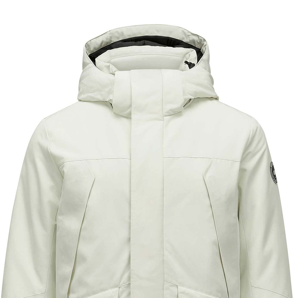 Skechers men's Sport-Utility Woven Down Coat in Silver Birch for lifestyle wear