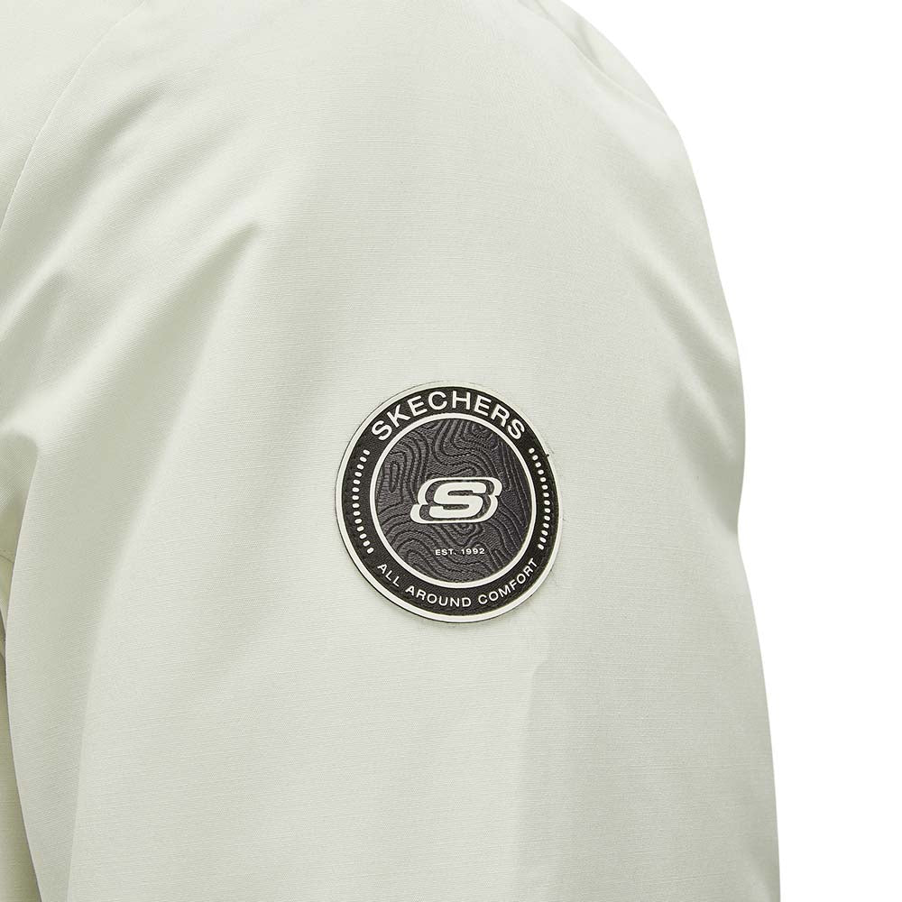 Skechers men's Sport-Utility Woven Down Coat in Silver Birch for lifestyle wear