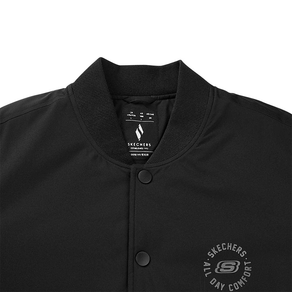 Skechers men's Sport-Utility Woven Quilted Jacket in Black Beauty for lifestyle wear