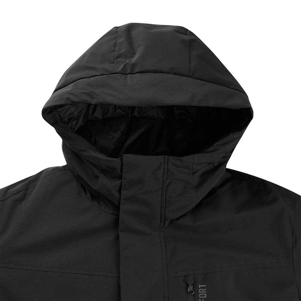 Skechers men's Sport-Utility Woven Down Jacket in Black Beauty for lifestyle wear