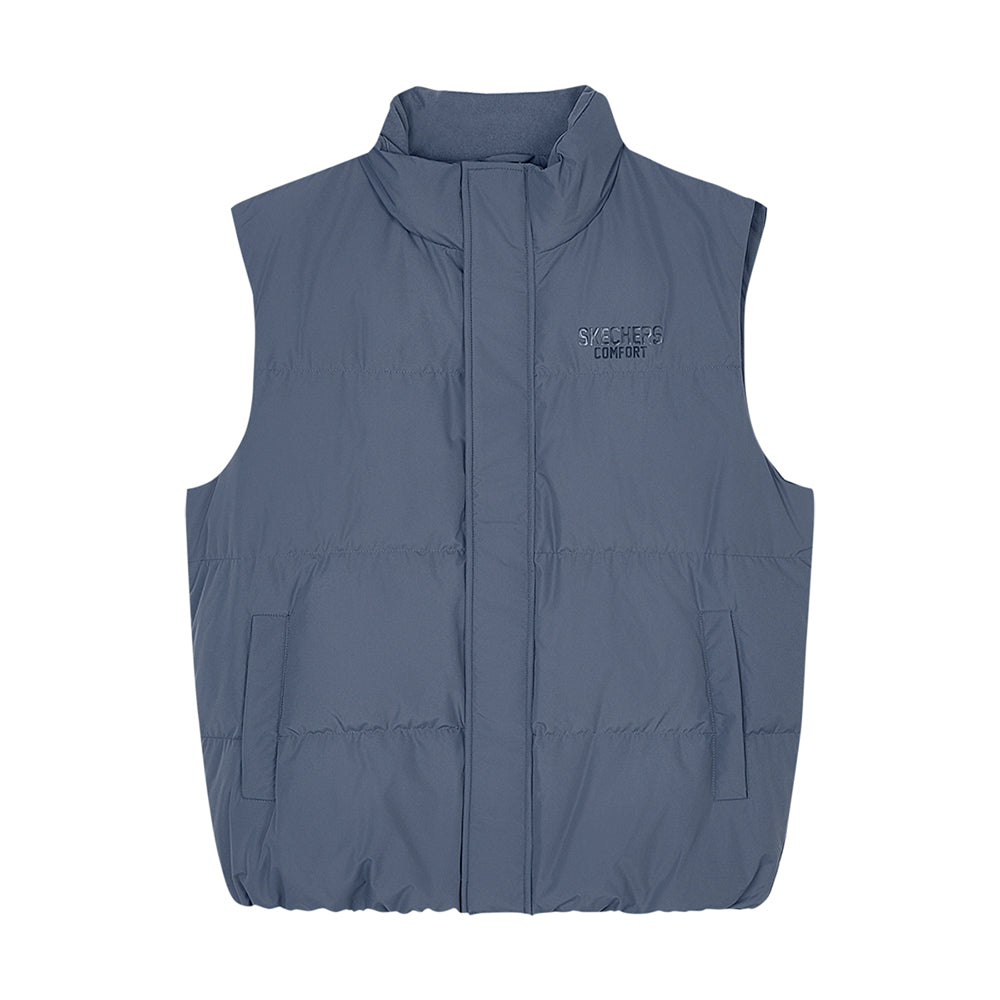 Skechers men's Sport-Utility Woven Down Vest in Odyssey Gray for lifestyle wear