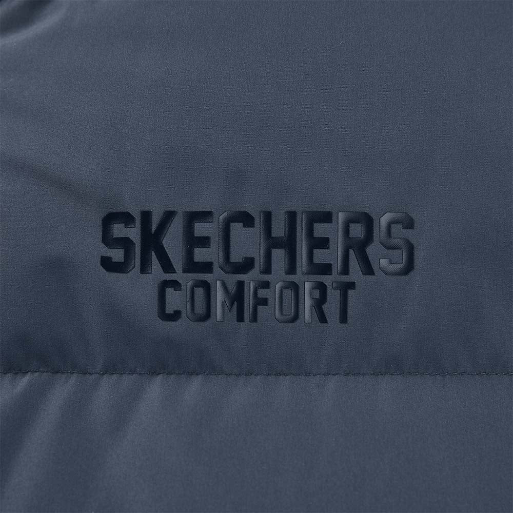 Skechers men's Sport-Utility Woven Down Vest in Odyssey Gray for lifestyle wear