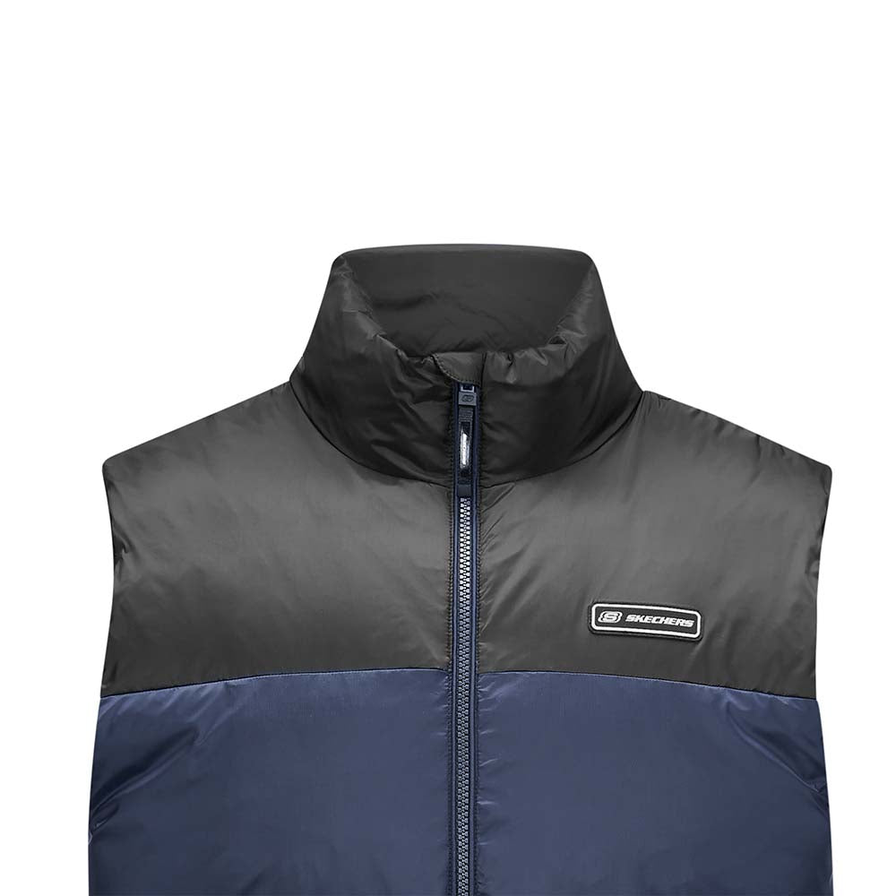 Skechers men's Sport-Utility Woven Down Vest in Navy Blazer for lifestyle wear