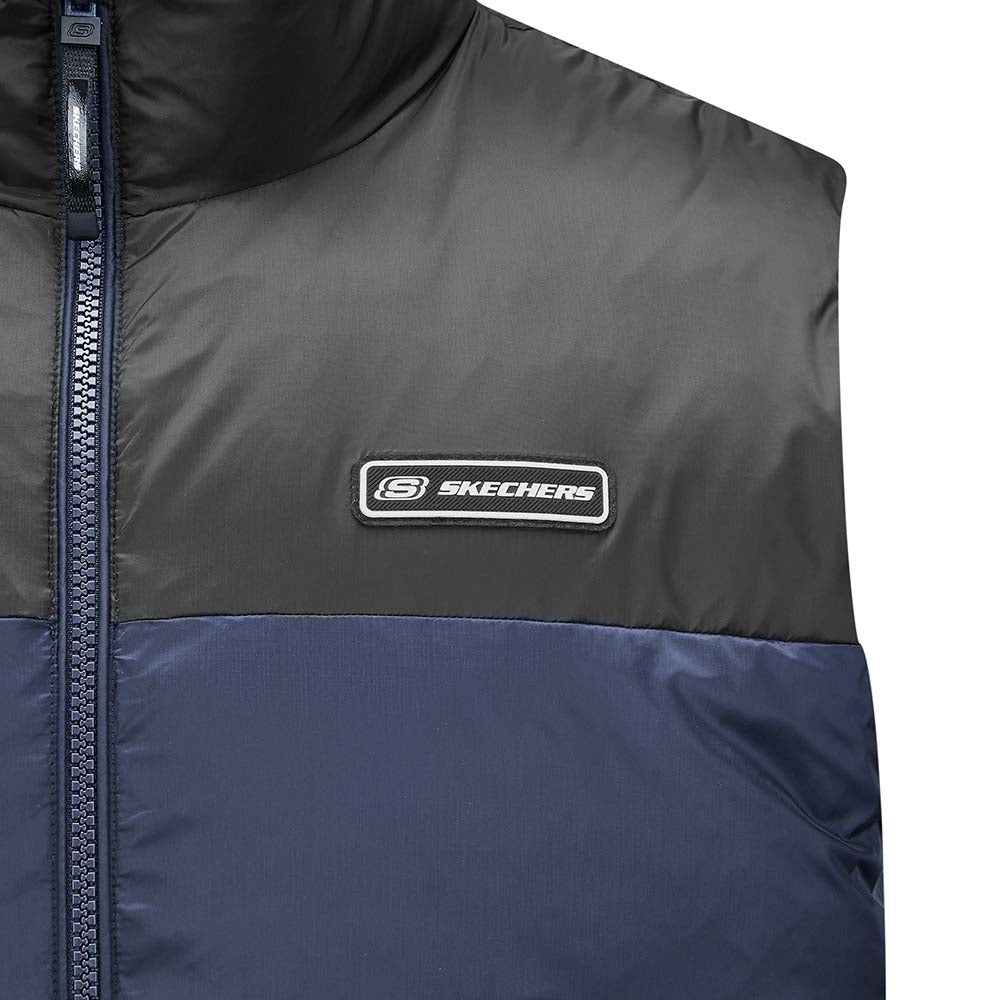 Skechers men's Sport-Utility Woven Down Vest in Navy Blazer for lifestyle wear