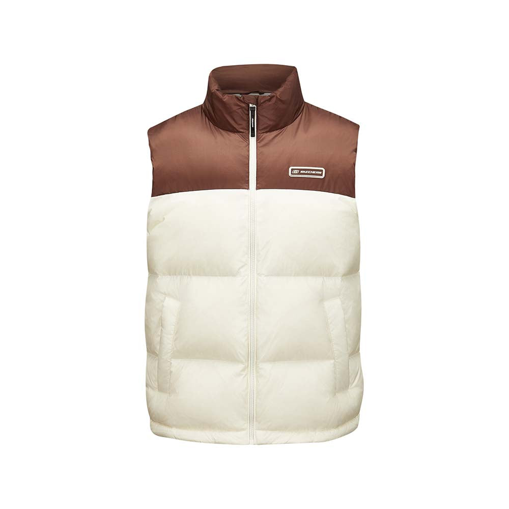 Skechers men's Sport-Utility Woven Down Vest in Vanilla Ice for lifestyle wear