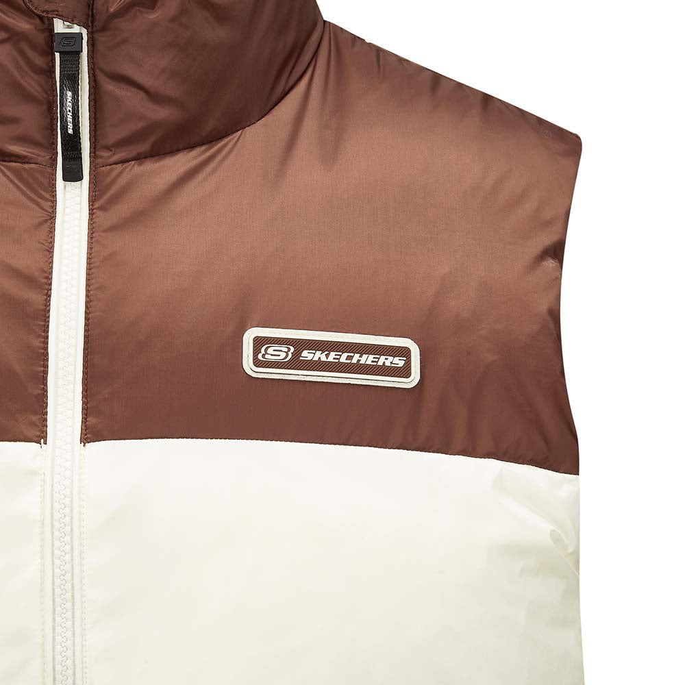 Skechers men's Sport-Utility Woven Down Vest in Vanilla Ice for lifestyle wear