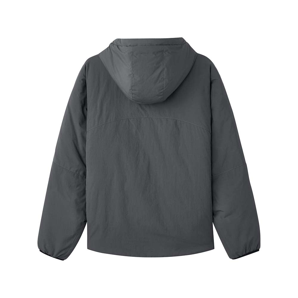Skechers men's Diamond Woven Quilted Hooded Jacket in Iron Gate for lifestyle wear