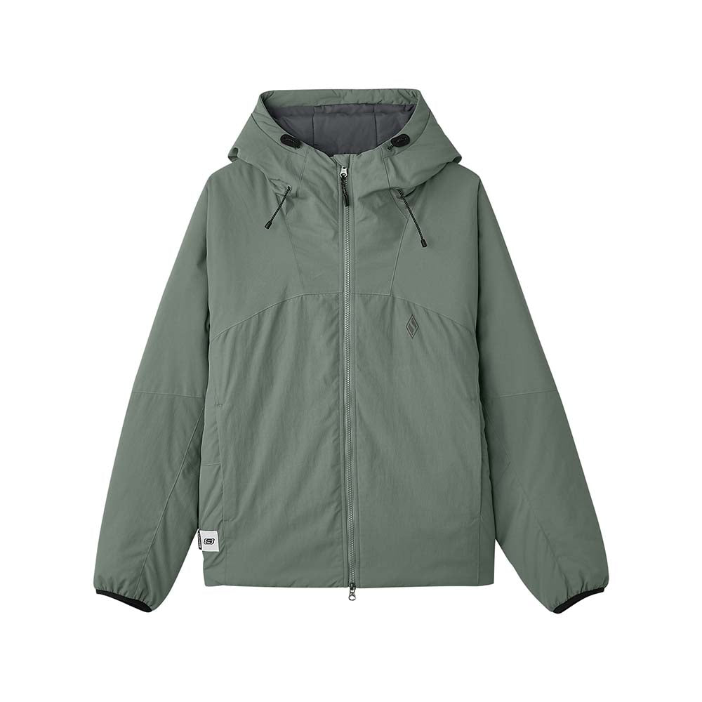 Skechers men's Diamond Woven Quilted Hooded Jacket in Agave Green for lifestyle wear