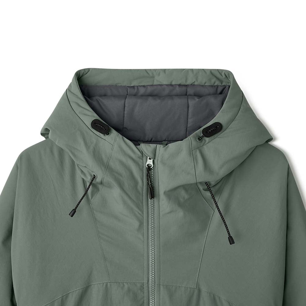 Skechers men's Diamond Woven Quilted Hooded Jacket in Agave Green for lifestyle wear