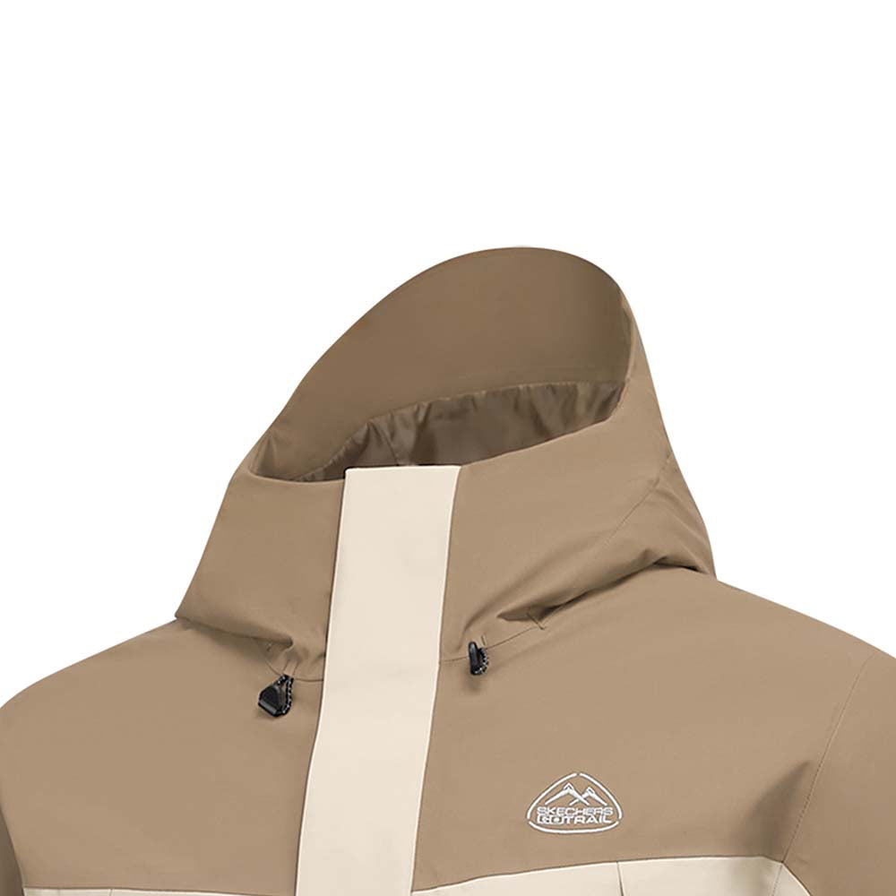Skechers men's Go Trail Waterproof Jacket in Coffee Brown for outdoor performance wear