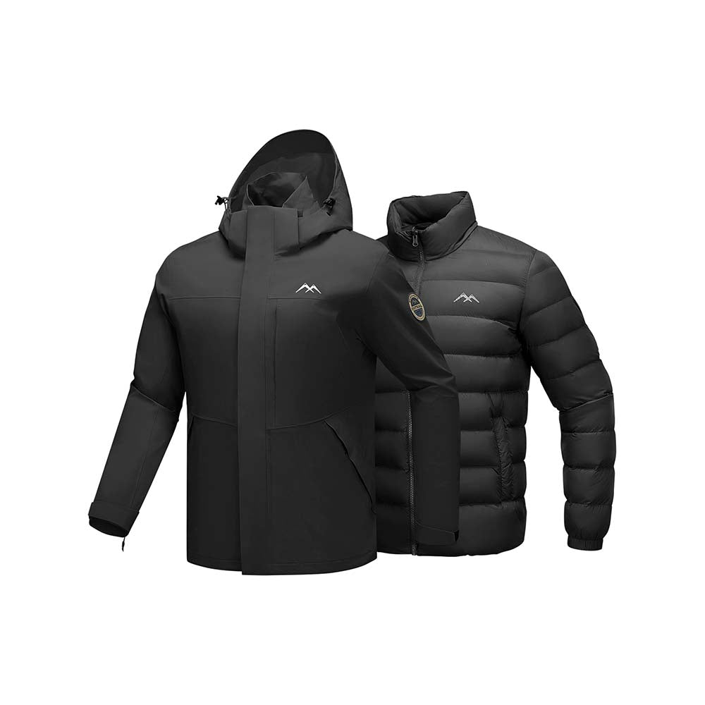 Skechers men's Go Trail 3 in 1 Jacket in Black Beauty for outdoor performance wear