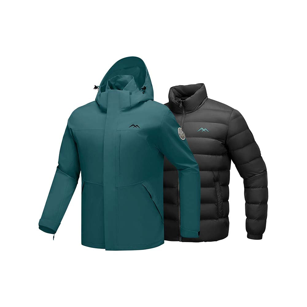 Skechers men's Go Trail 3 in 1 Jacket in Seaweed Army Green for outdoor performance wear