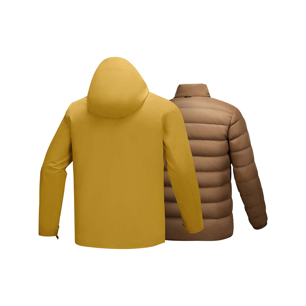 Skechers men's Go Trail 3 in 1 Jacket in Warm Golden Yellow for outdoor performance wear