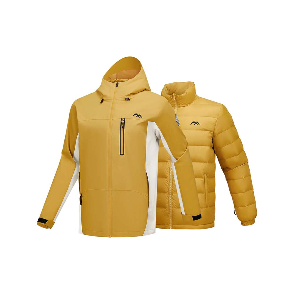 Skechers men's Go Trail 3 in 1 Jacket in Warm Golden Yellow for outdoor performance wear
