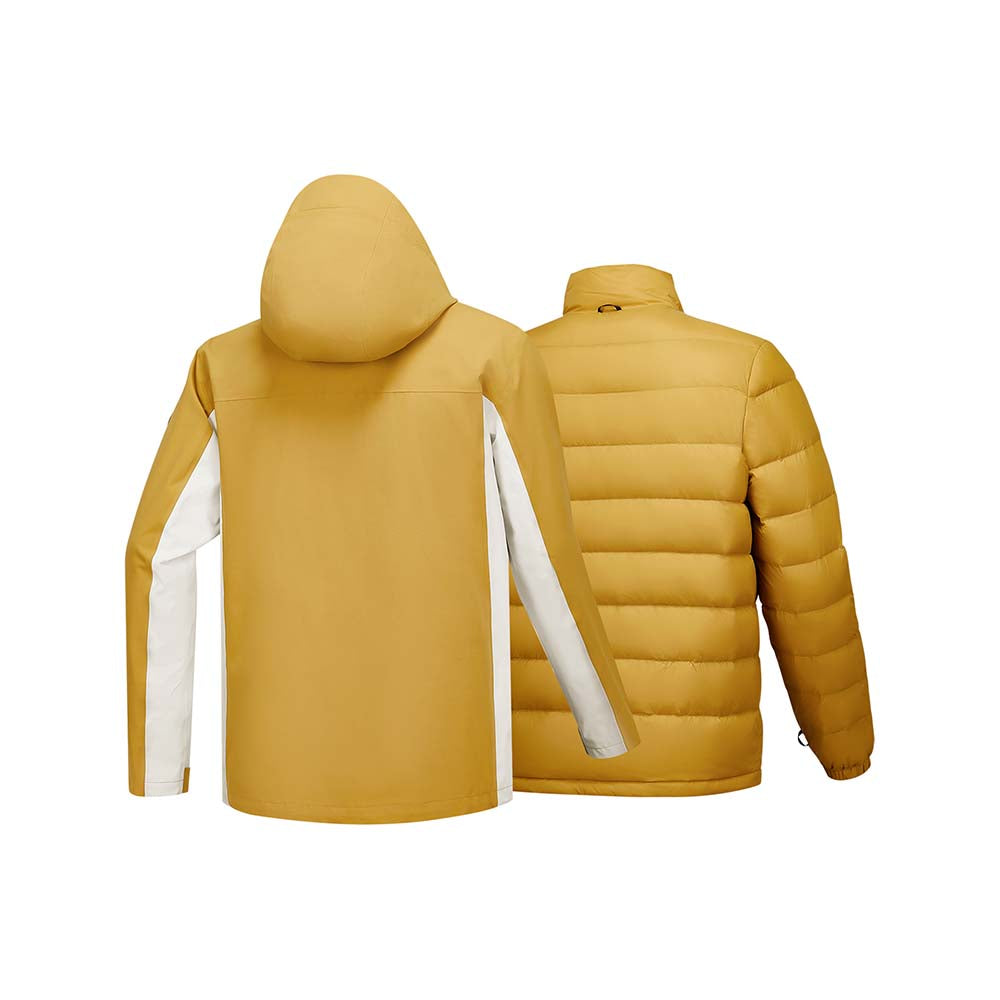 Skechers men's Go Trail 3 in 1 Jacket in Warm Golden Yellow for outdoor performance wear
