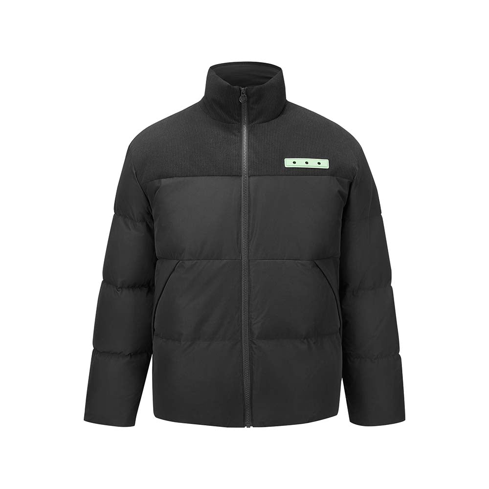 Skechers X SmileyWorld Woven Down Jacket, men's outdoor performance apparel in Black Beauty