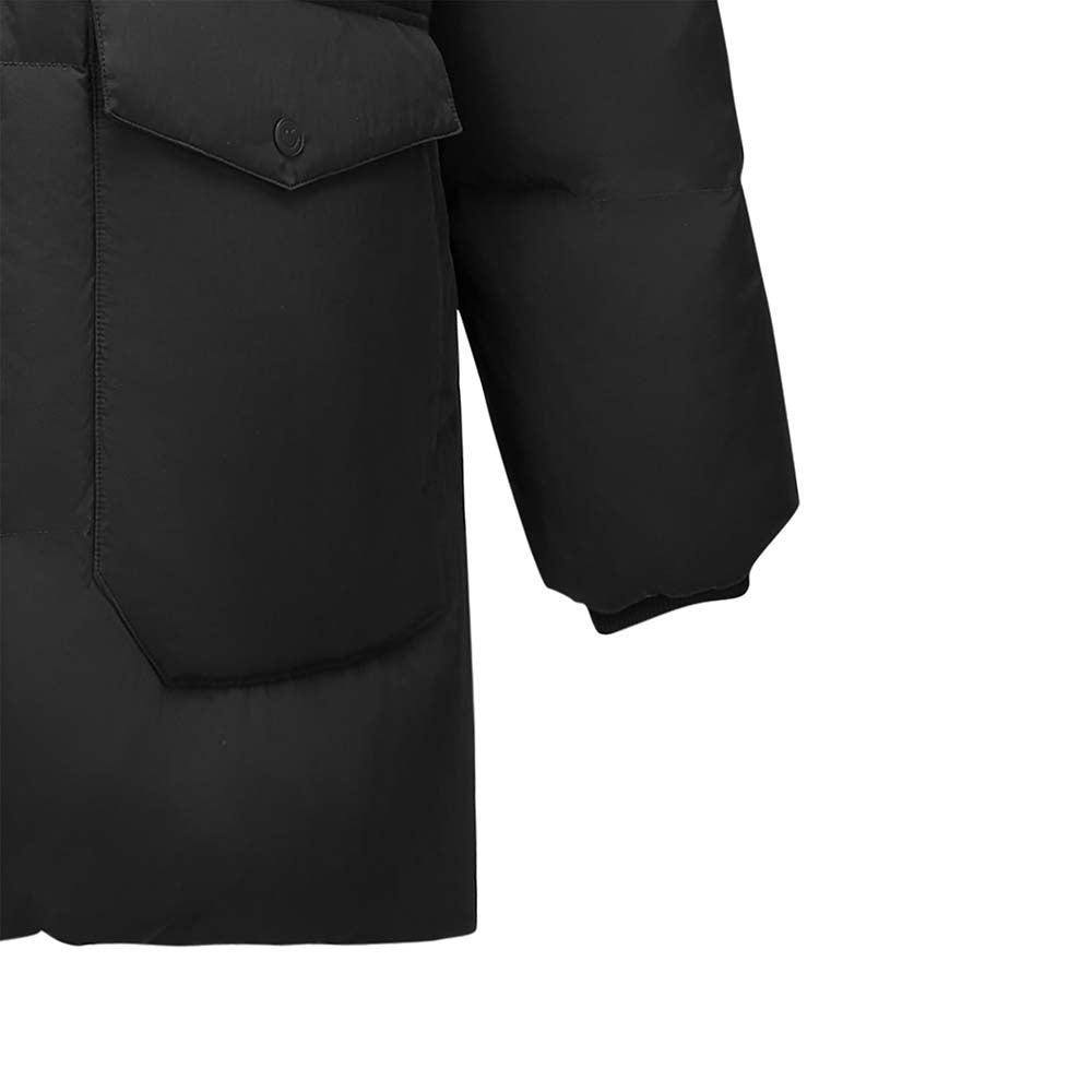 Skechers X SmileyWorld Woven Down Parka, men's lifestyle apparel in Black Beauty