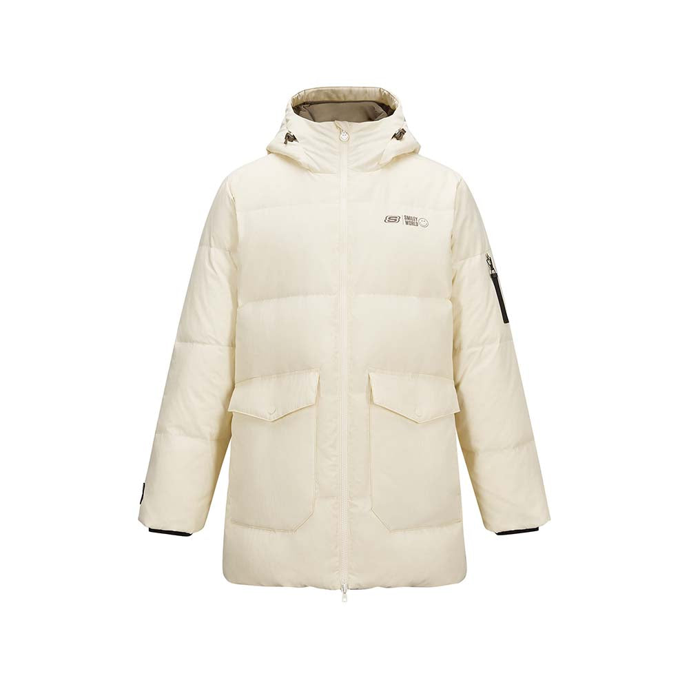 Skechers X SmileyWorld Woven Down Parka, men's lifestyle apparel in Seed Pearl