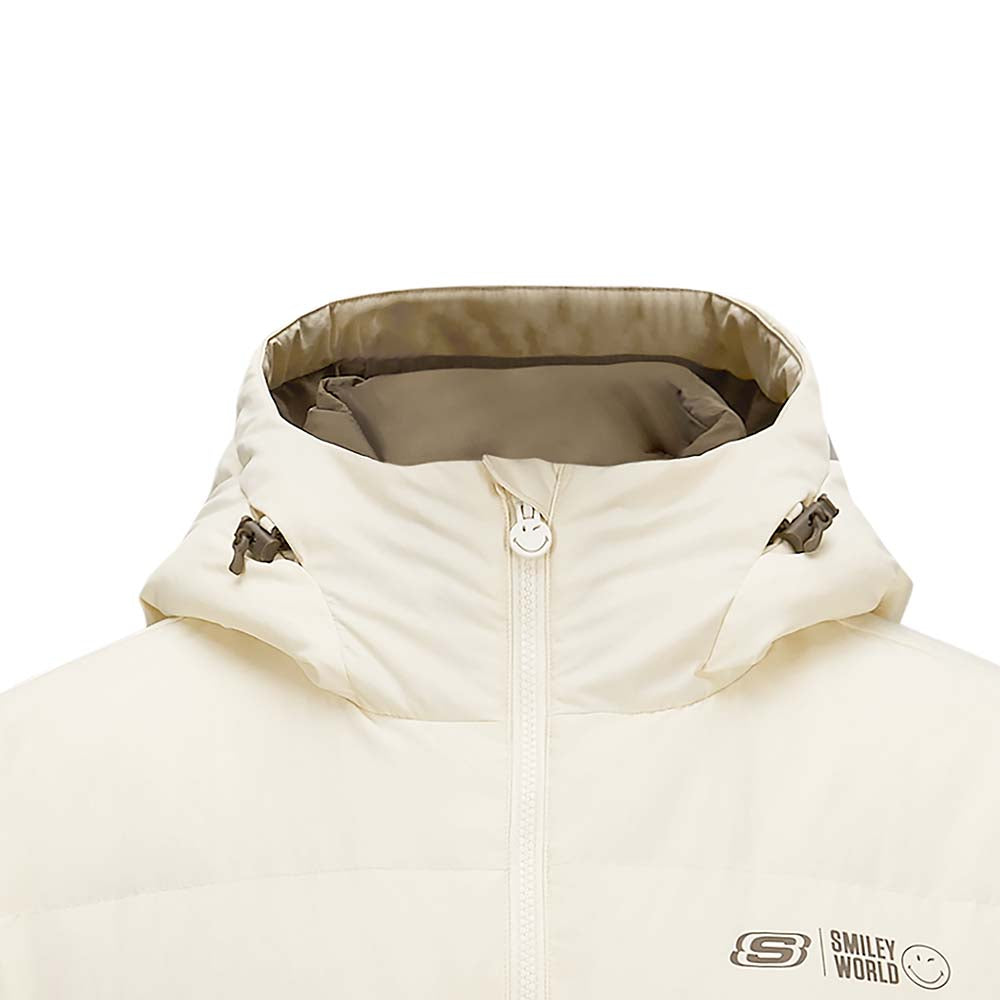 Skechers X SmileyWorld Woven Down Parka, men's lifestyle apparel in Seed Pearl