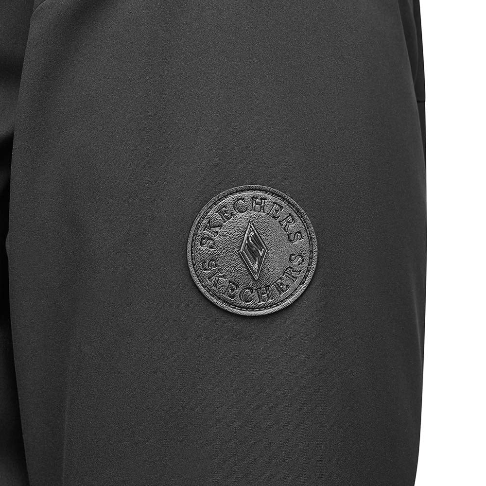Skechers men's Diamond Woven Down Coat in Black Beauty for lifestyle wear