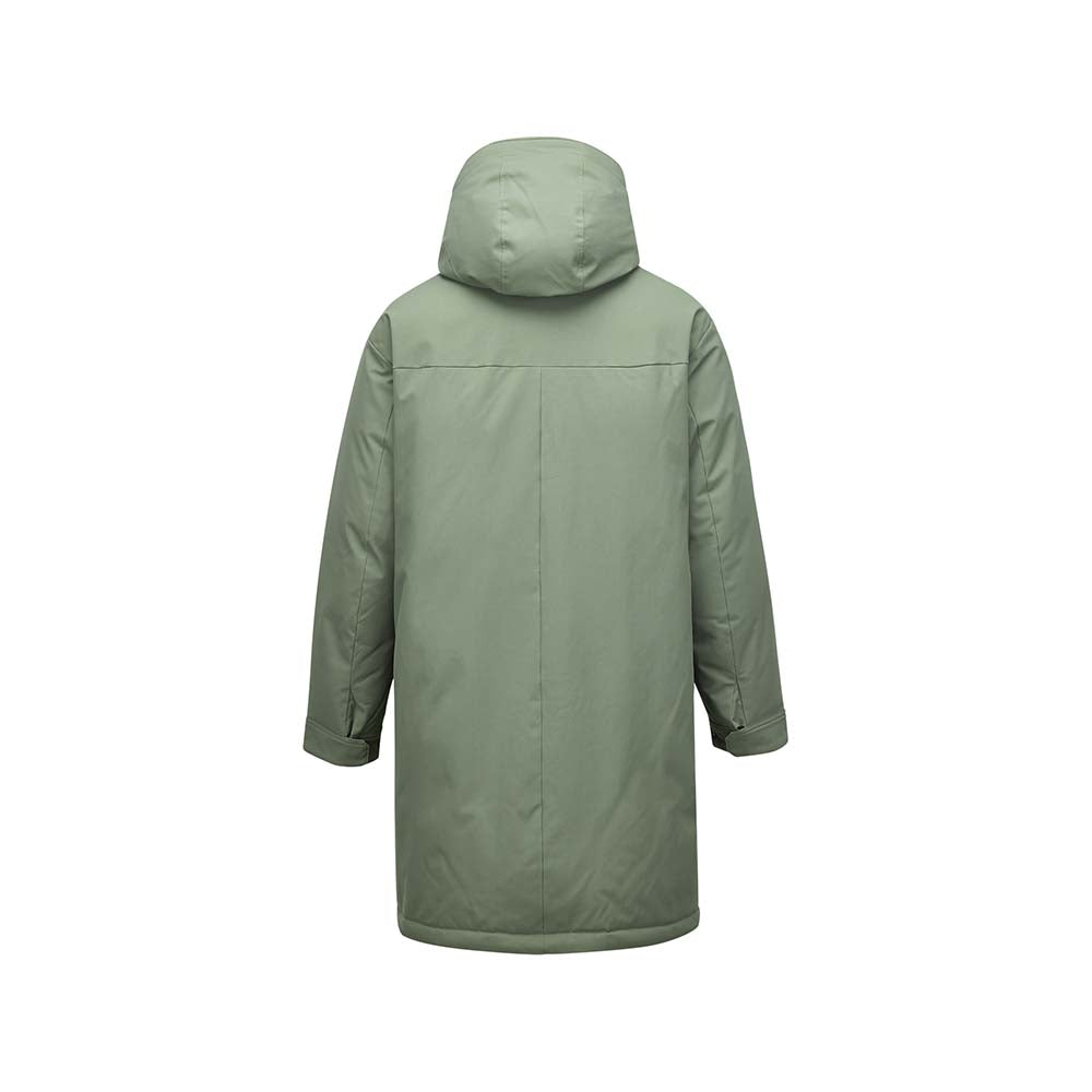 Skechers men's Diamond Woven Down Coat in Basil Gray for lifestyle wear