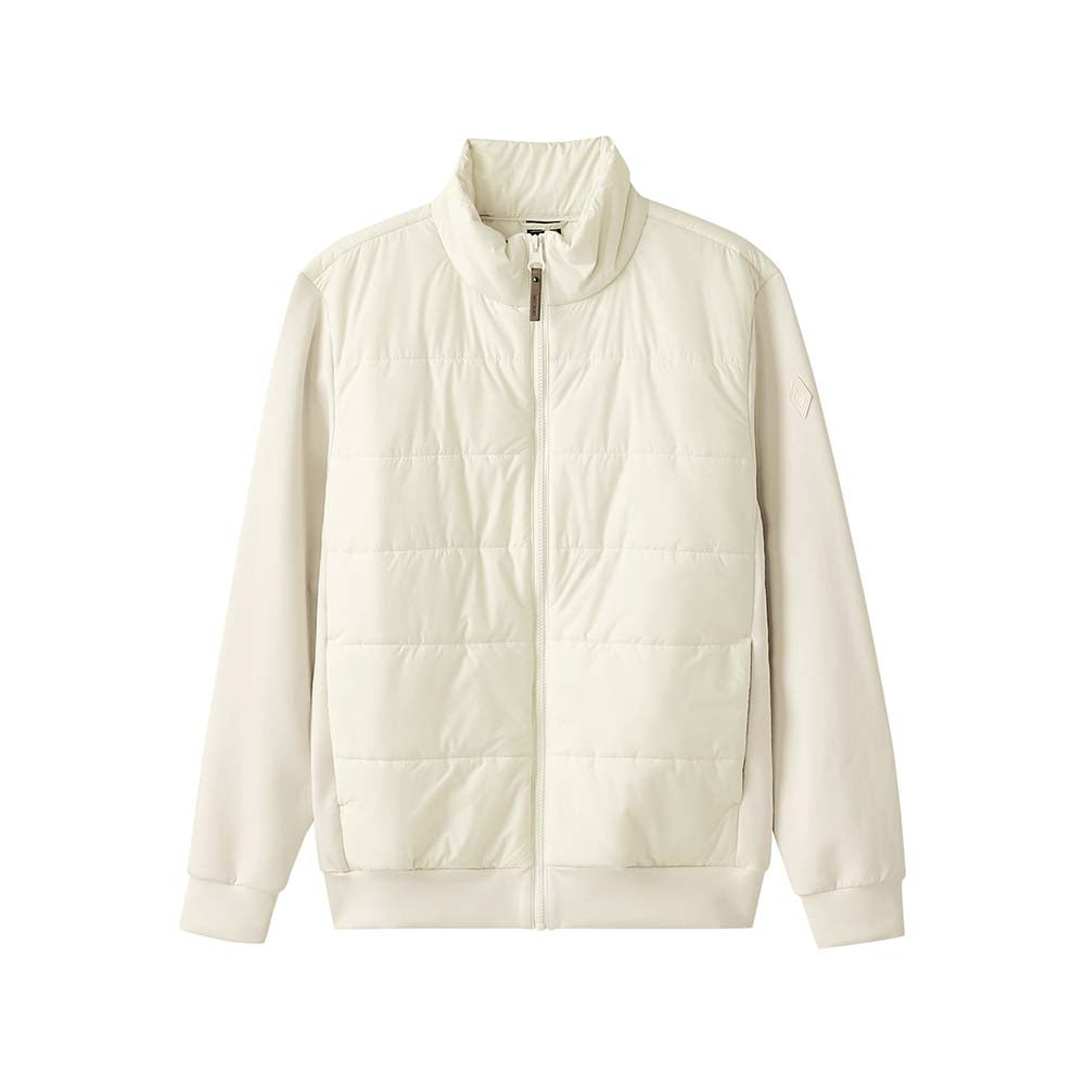 Skechers men's Diamond Woven Quilted Jacket in Almond White for lifestyle wear