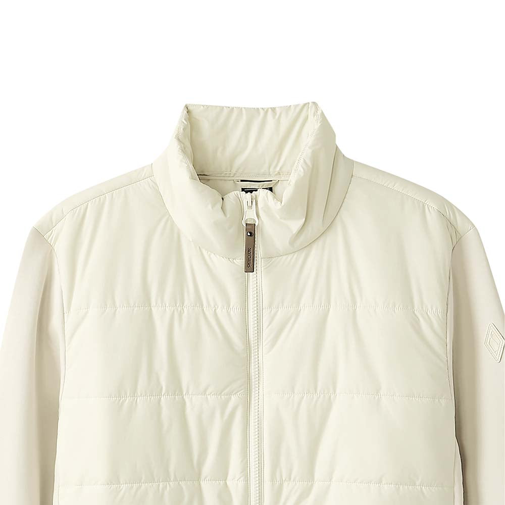 Skechers men's Diamond Woven Quilted Jacket in Almond White for lifestyle wear