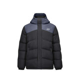 Skechers men's Go Trail Woven Down Jacket in Black Beauty for outdoor performance wear