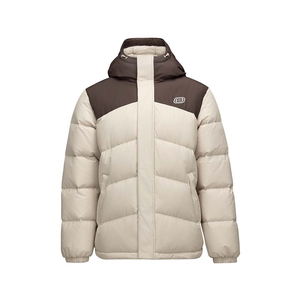 Skechers men's Go Trail Woven Down Jacket in Peyote for outdoor performance wear