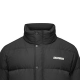 Skechers men's Basic Leisure Woven Down Jacket in Jet Black for lifestyle wear