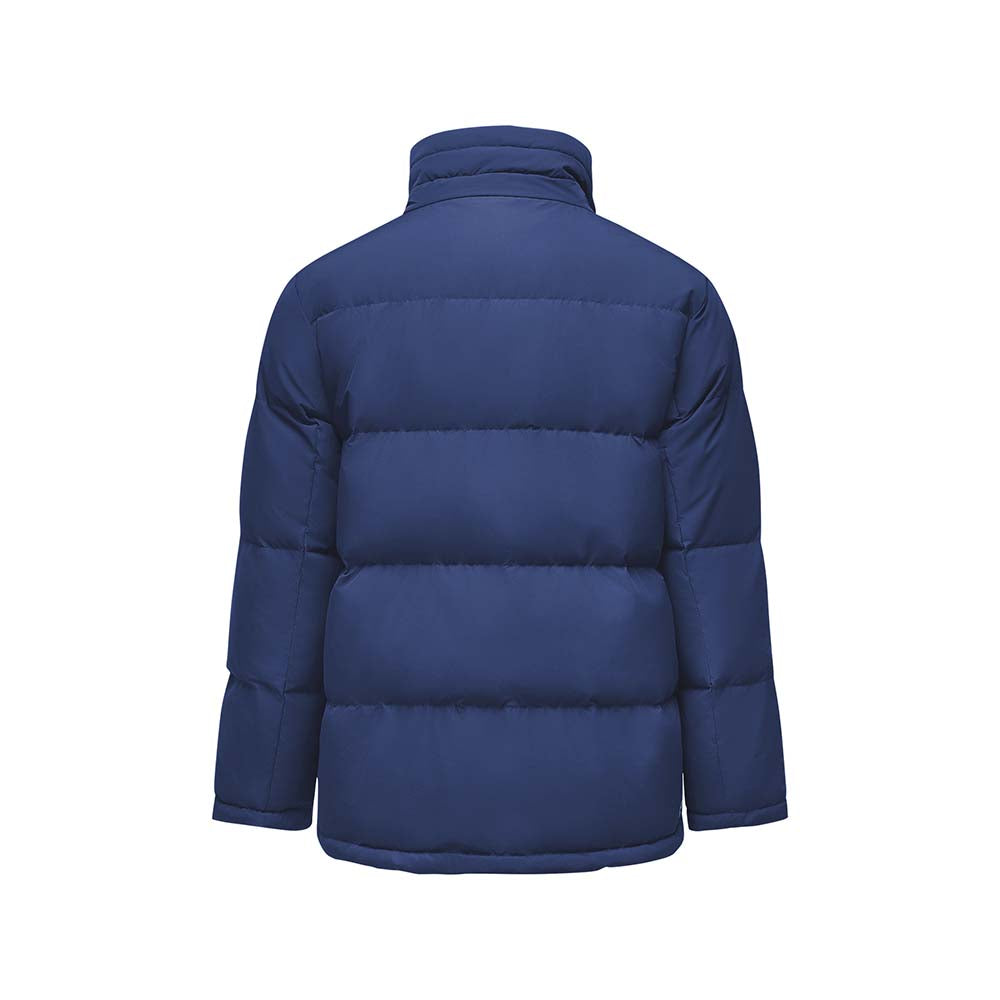 Skechers men's Basic Leisure Woven Down Jacket in Medieval Blue for lifestyle wear