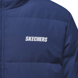 Skechers men's Basic Leisure Woven Down Jacket in Medieval Blue for lifestyle wear