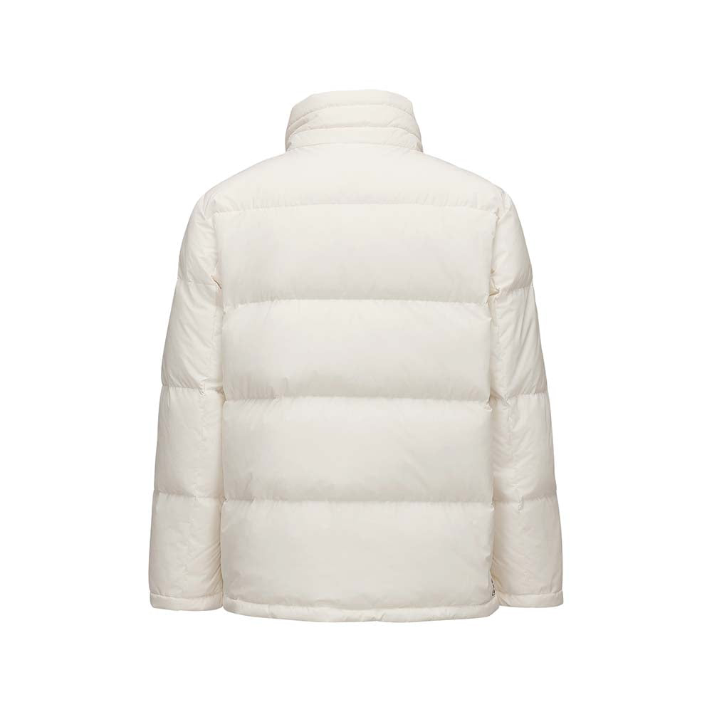 Skechers men's Basic Leisure Woven Down Jacket in Whisper White for lifestyle wear