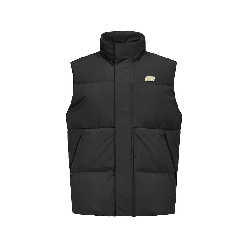 Skechers men's Sport-Utility Woven Down Vest in Black Beauty for lifestyle wear