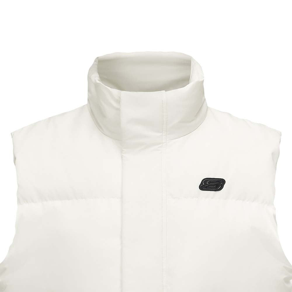 Skechers men's Sport-Utility Woven Down Vest in Vanilla Ice for lifestyle wear
