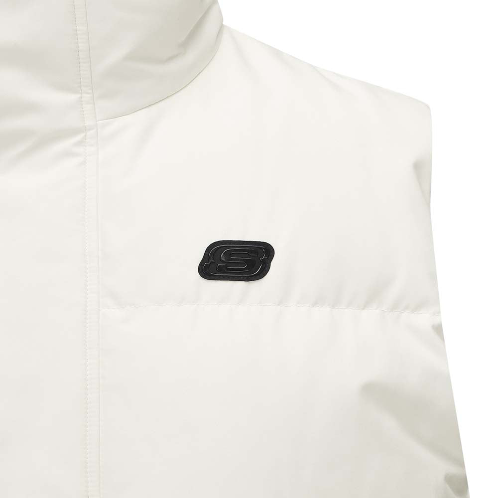 Skechers men's Sport-Utility Woven Down Vest in Vanilla Ice for lifestyle wear