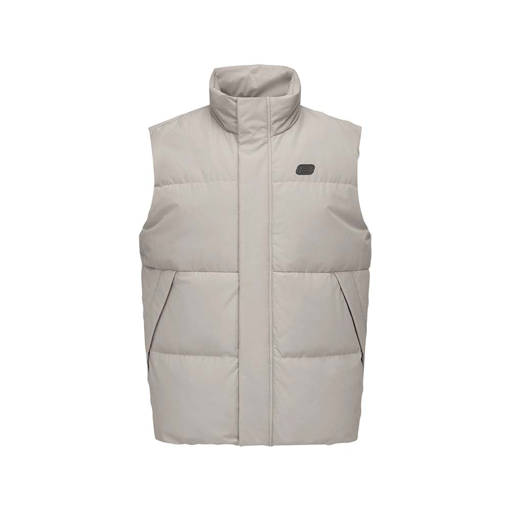 Skechers men's Sport-Utility Woven Down Vest in Roasted Cashew for lifestyle wear