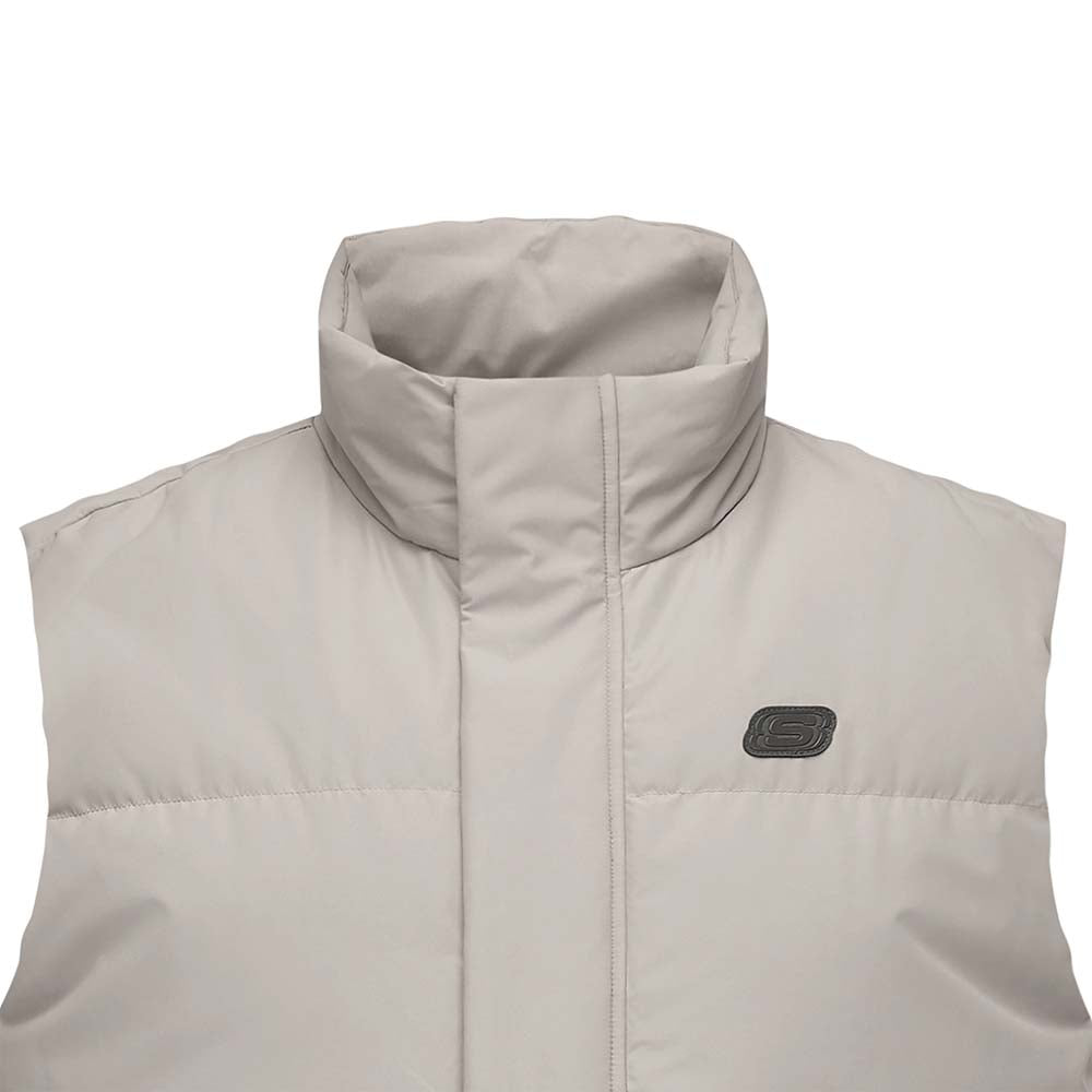 Skechers men's Sport-Utility Woven Down Vest in Roasted Cashew for lifestyle wear