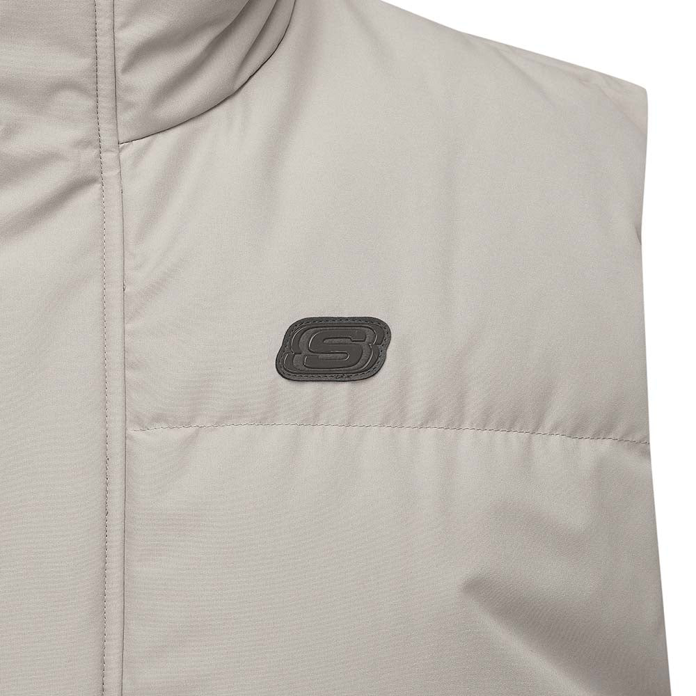 Skechers men's Sport-Utility Woven Down Vest in Roasted Cashew for lifestyle wear