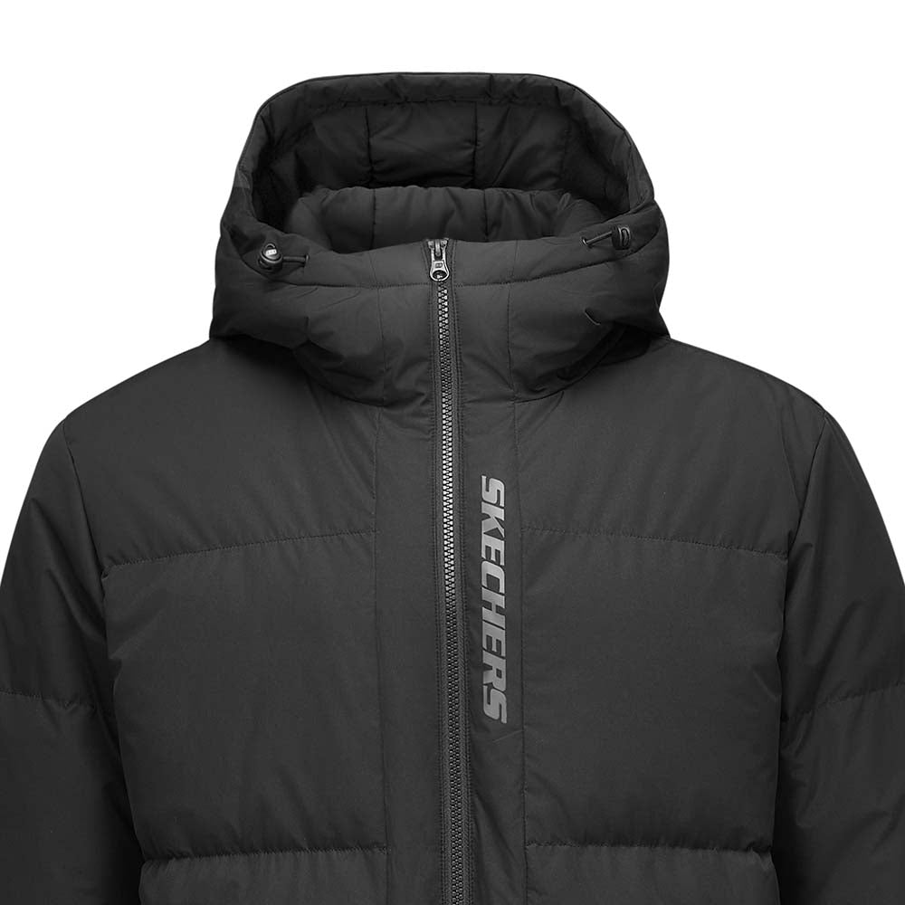 Skechers men's Sport-Utility Woven Down Jacket in Black Beauty for lifestyle wear