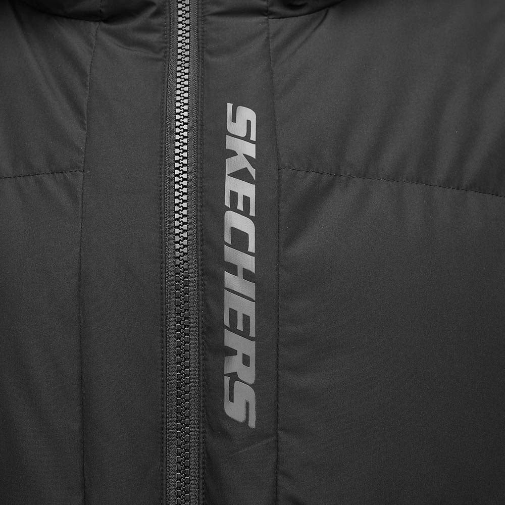 Skechers men's Sport-Utility Woven Down Jacket in Black Beauty for lifestyle wear