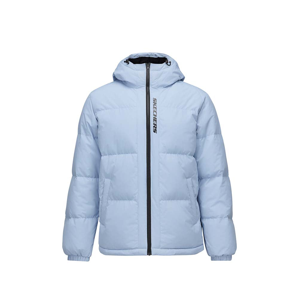 Skechers men's Sport-Utility Woven Down Jacket in Light Blue for lifestyle wear