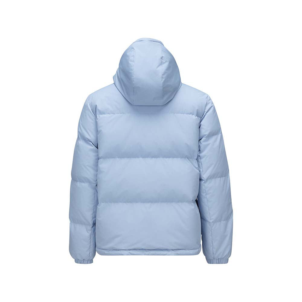 Skechers men's Sport-Utility Woven Down Jacket in Light Blue for lifestyle wear
