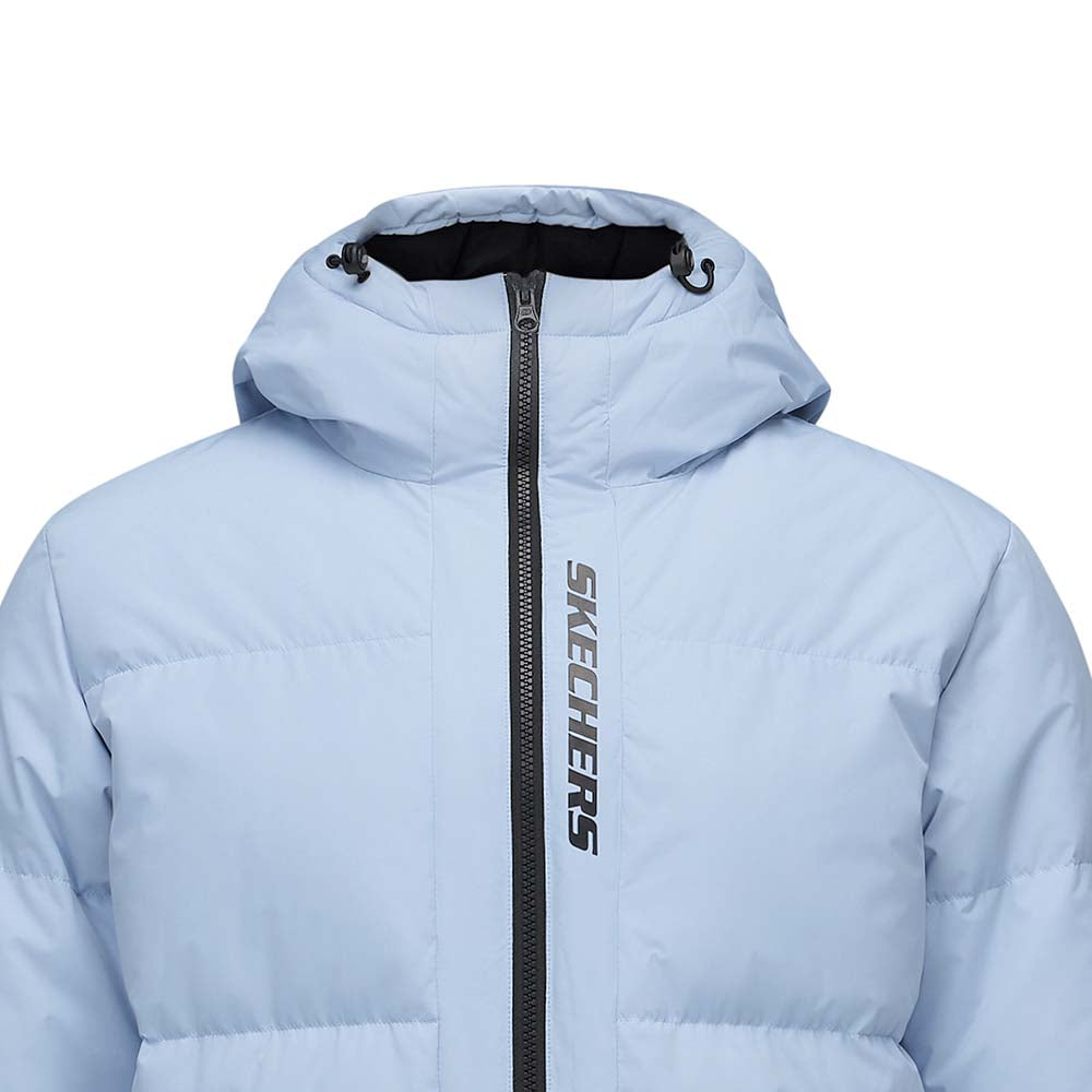 Skechers men's Sport-Utility Woven Down Jacket in Light Blue for lifestyle wear