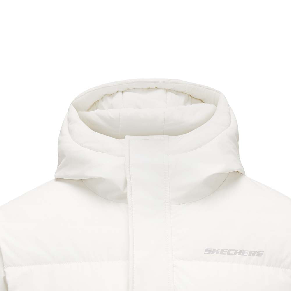 Skechers men's Sport-Utility Woven Down Jacket in Marshmallow for lifestyle wear