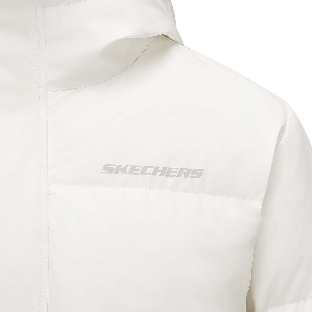 Skechers men's Sport-Utility Woven Down Jacket in Marshmallow for lifestyle wear